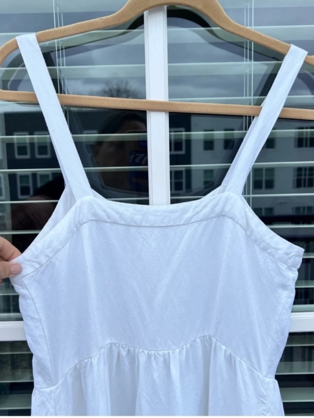 LOFT White Linen Blend Button Front Sundress 6 Coastal Cottagecore Dress - Picture 15 of 17